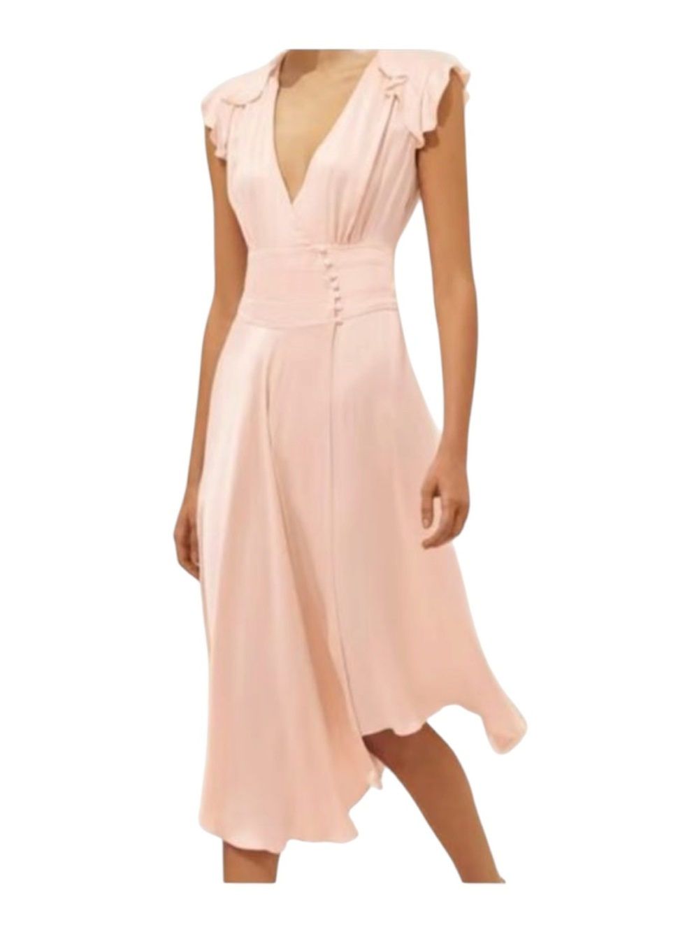 ba&sh peach Coralie Midi Dress Size US Small/ French 1 US size 4 excellent cond